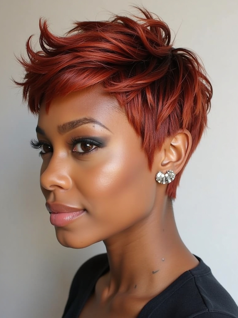 40 Edgy Hair Color Ideas Copper Fiery Copper Pixie with Dark Roots