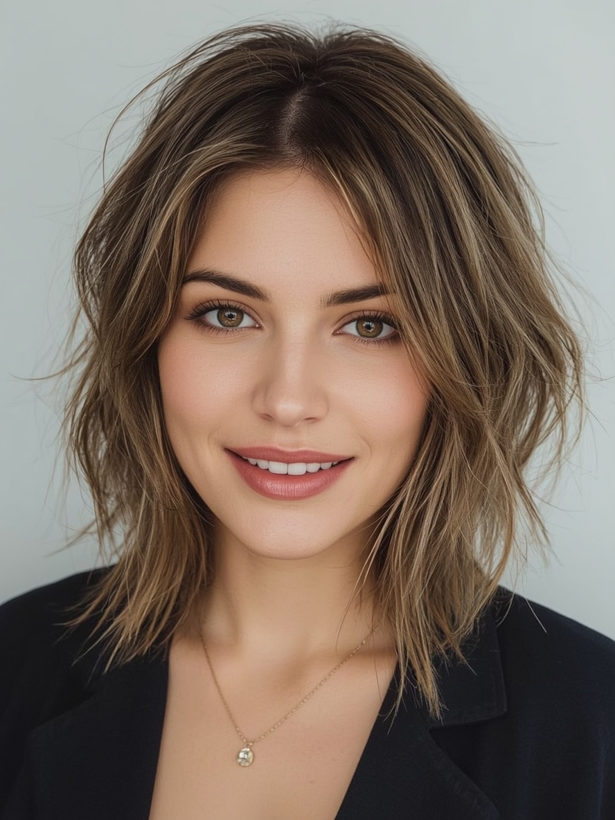 Angled Bob Haircut for Square Faces