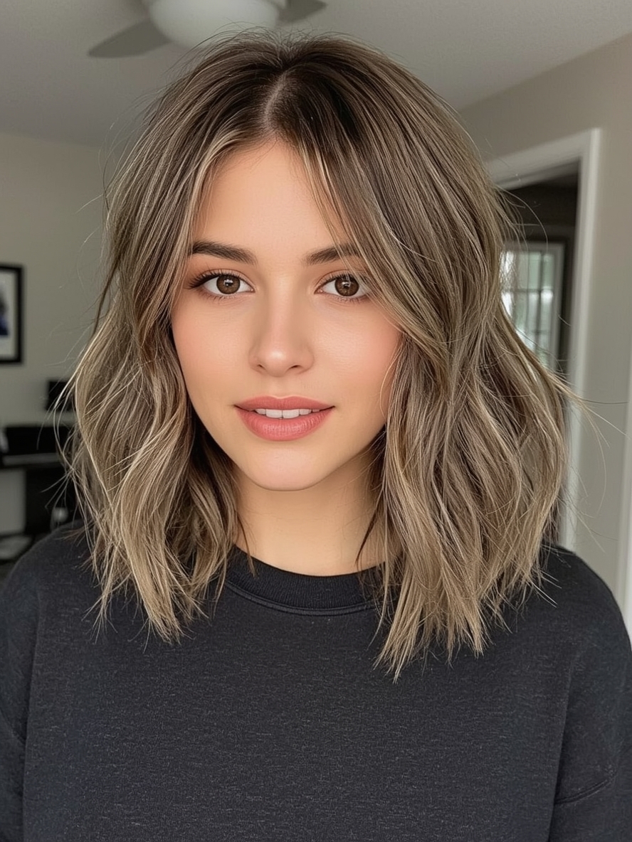 Angled Bob Haircut with Highlights 