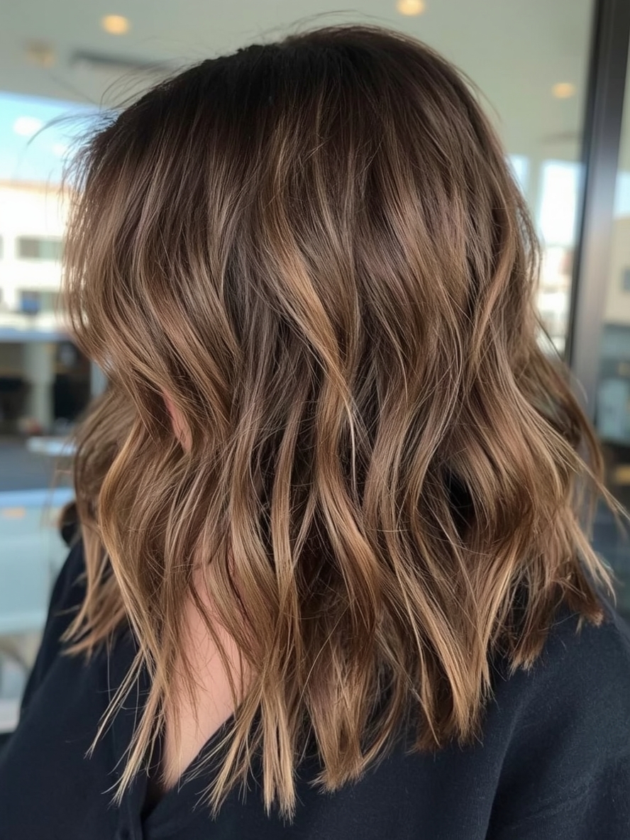 Caramel Balayage Layered Hair