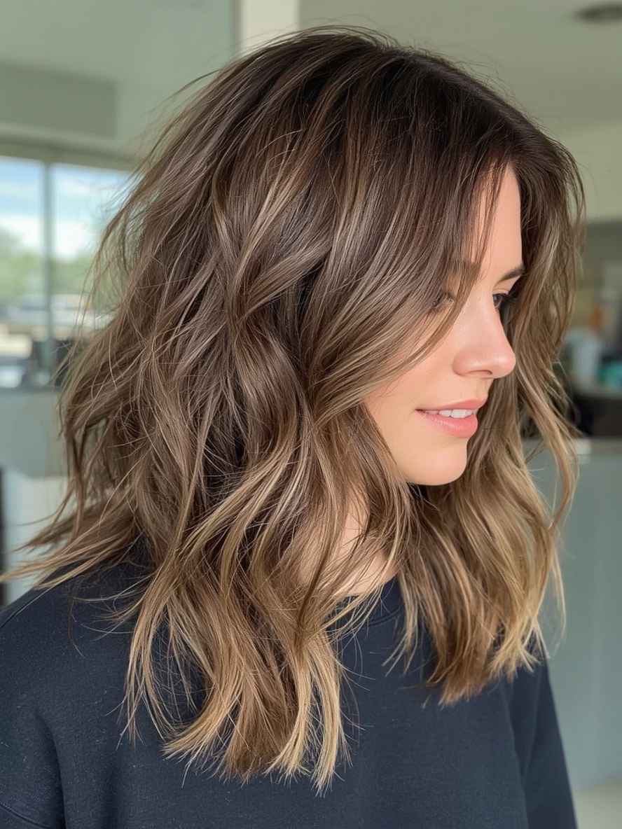 Caramel Balayage Mid Length Hair