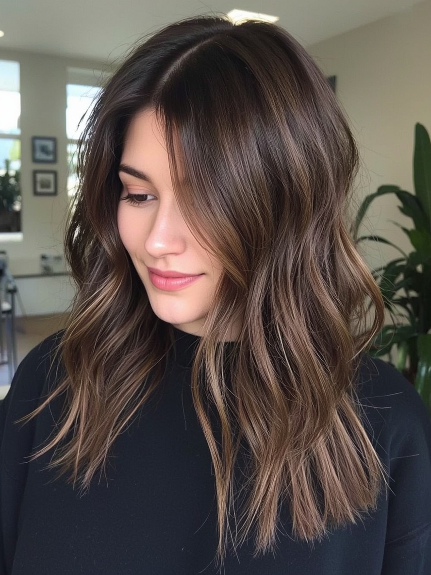 Caramel Balayage on Dark Chocolate Hair