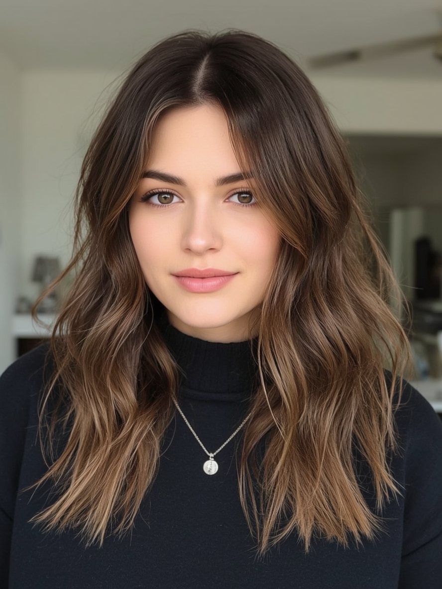 Caramel Balayage with Face Framing Highlights