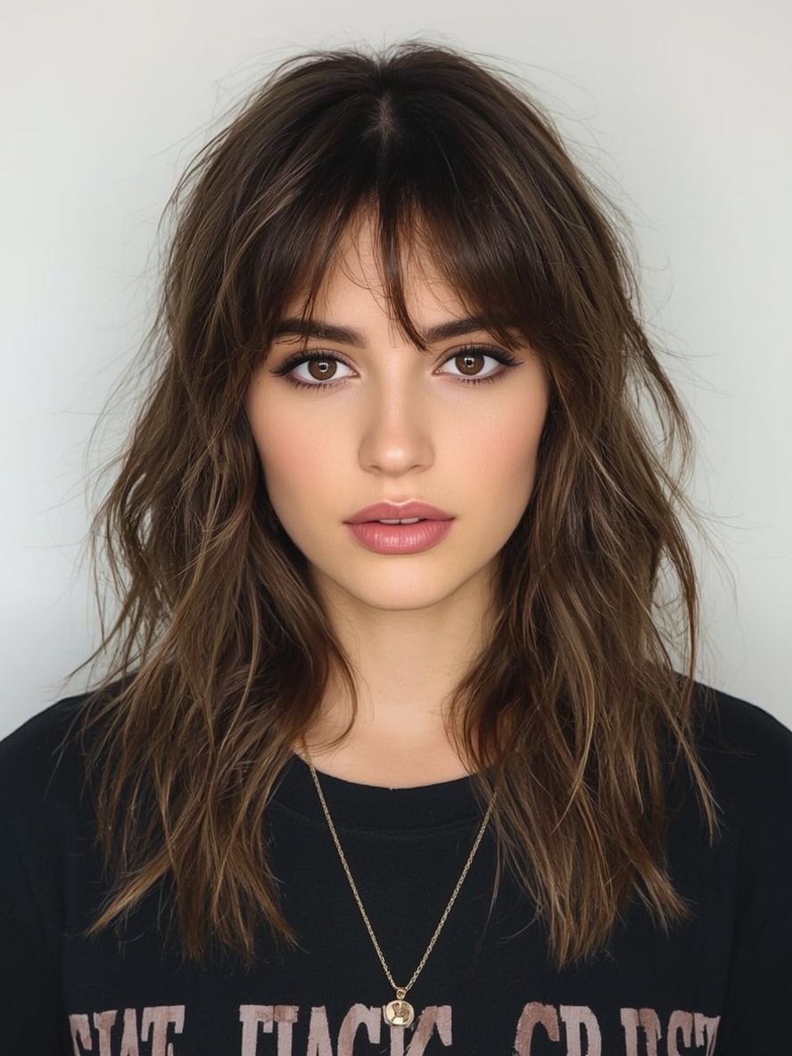 Caramel Highlighted Bangs