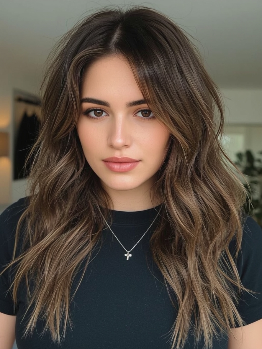 Caramel Money Piece on Dark Brown