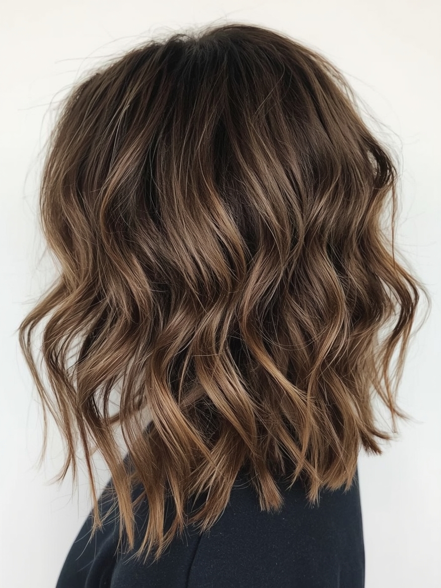 Caramel Ribbon Highlights with Curls