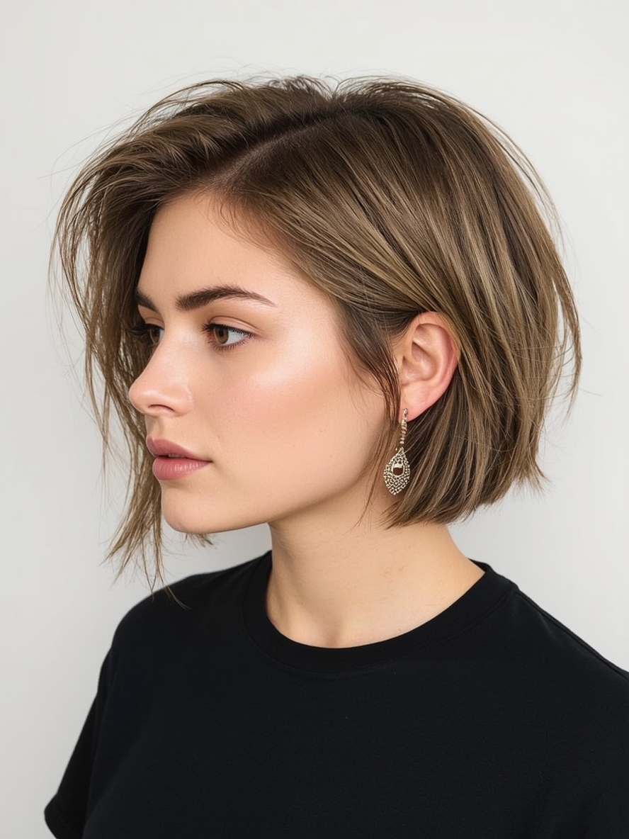 Elegant Short Messy Haircuts For Women The Sleek Bob With Tucked Behind Ear Detail