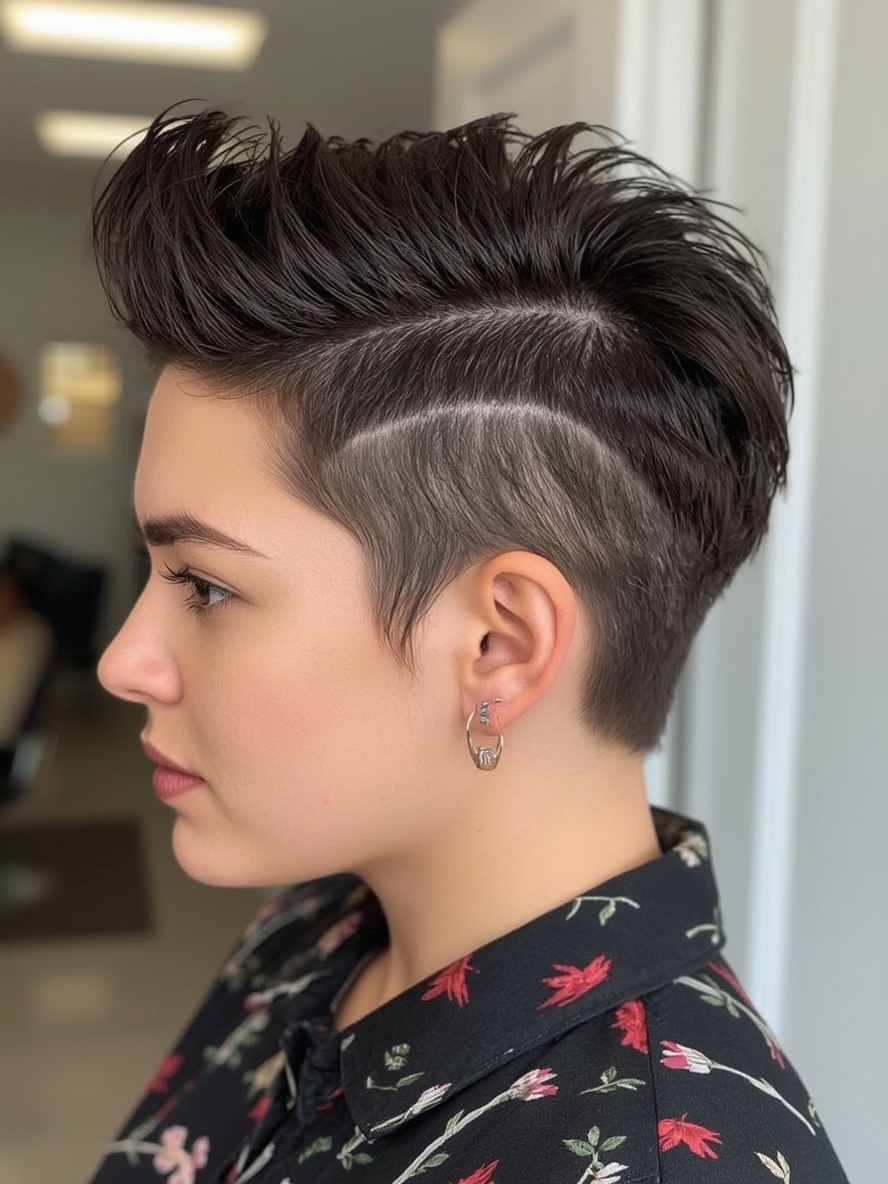 Funky Short Hair Faux Hawk with Side Braid