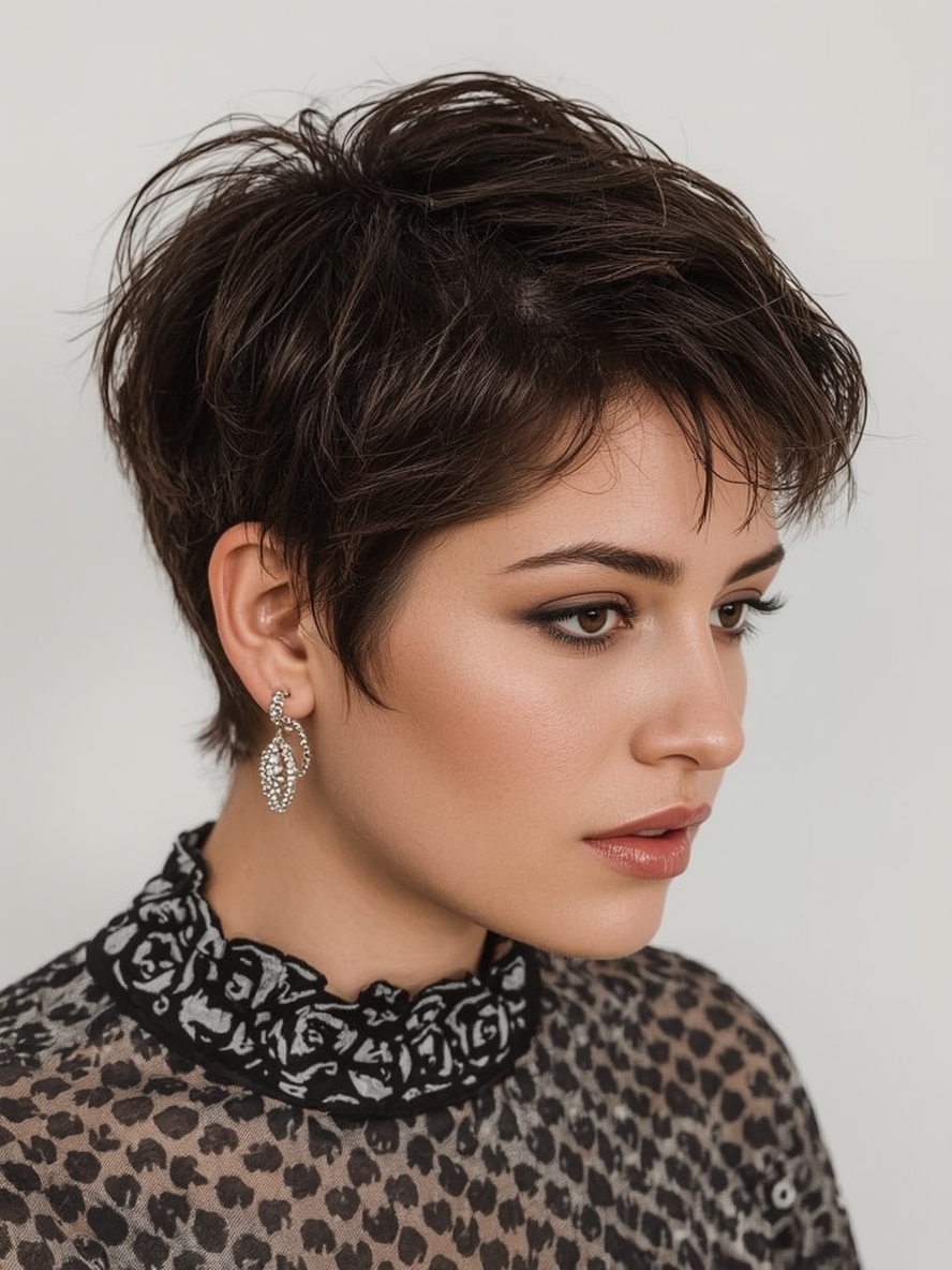 Funky Short Hair Side Parted Pixie with Accessorized Hair