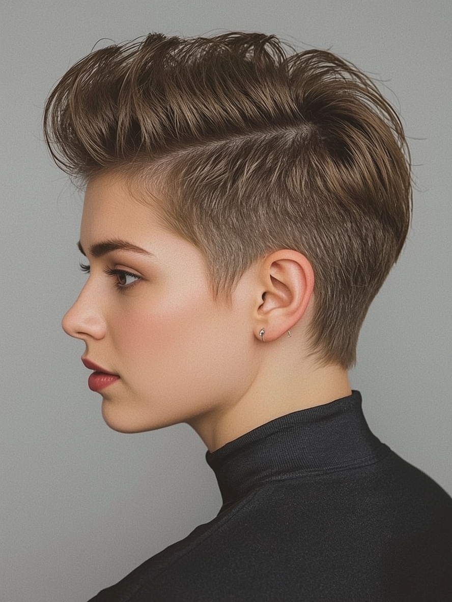 Funky Short Hair Textured Quiff with Faded Sides
