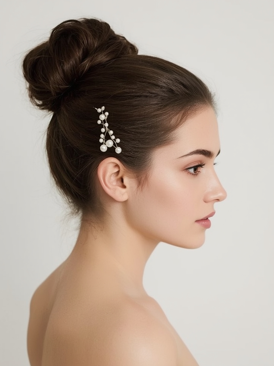 Glam Hair Ballerina Bun with Pearl Accents