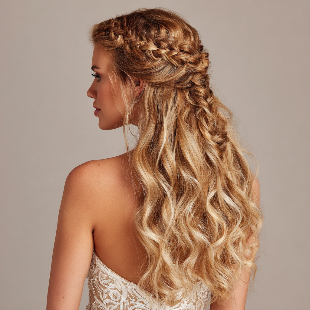 Glam Hair Half Up Curls with a Braid