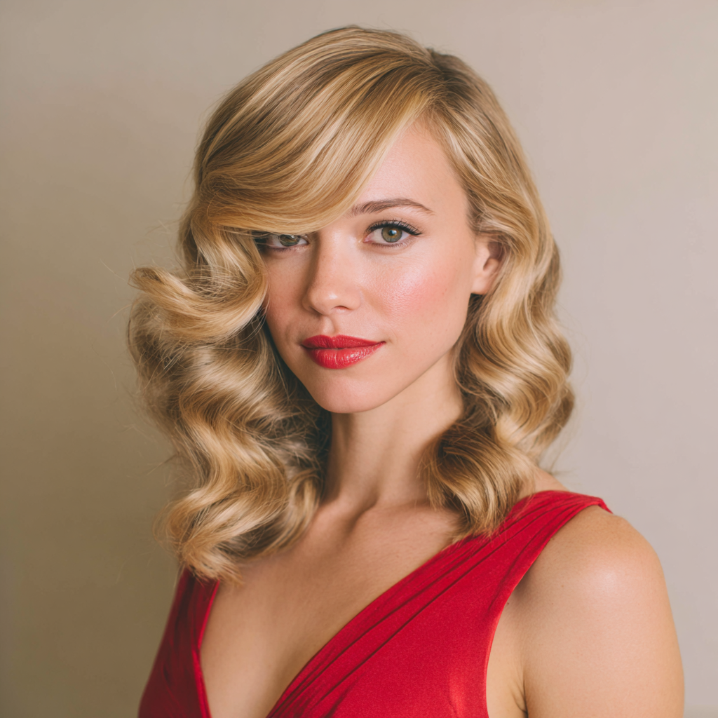 Glam Hair Side Swept Curls