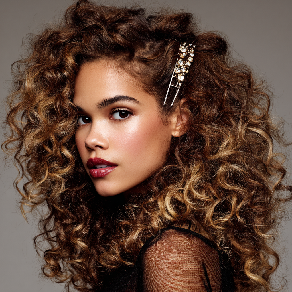 Glam Hair Voluminous Curls with a Statement Clip