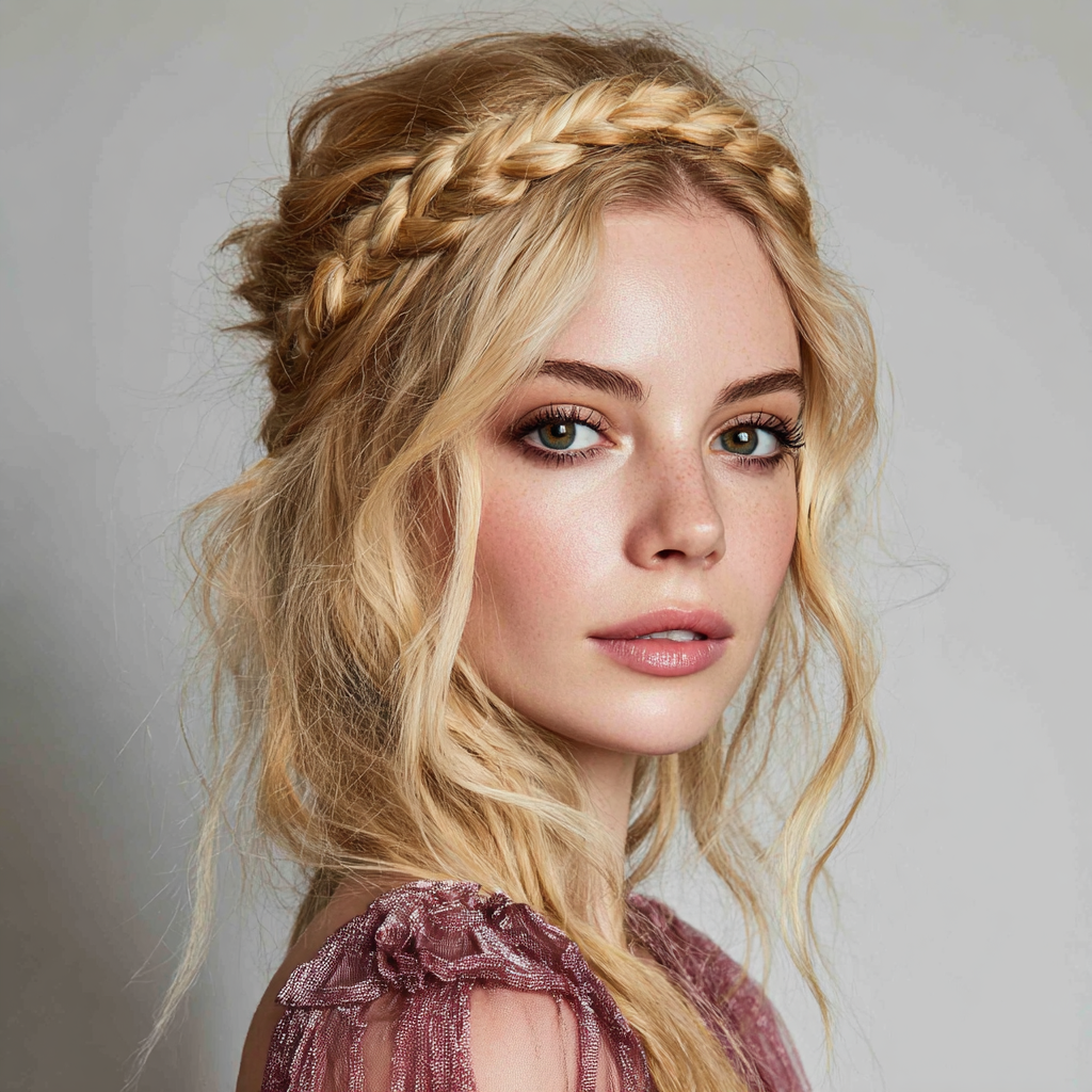 Graduation Hairstyles Braided Headband with Loose Waves