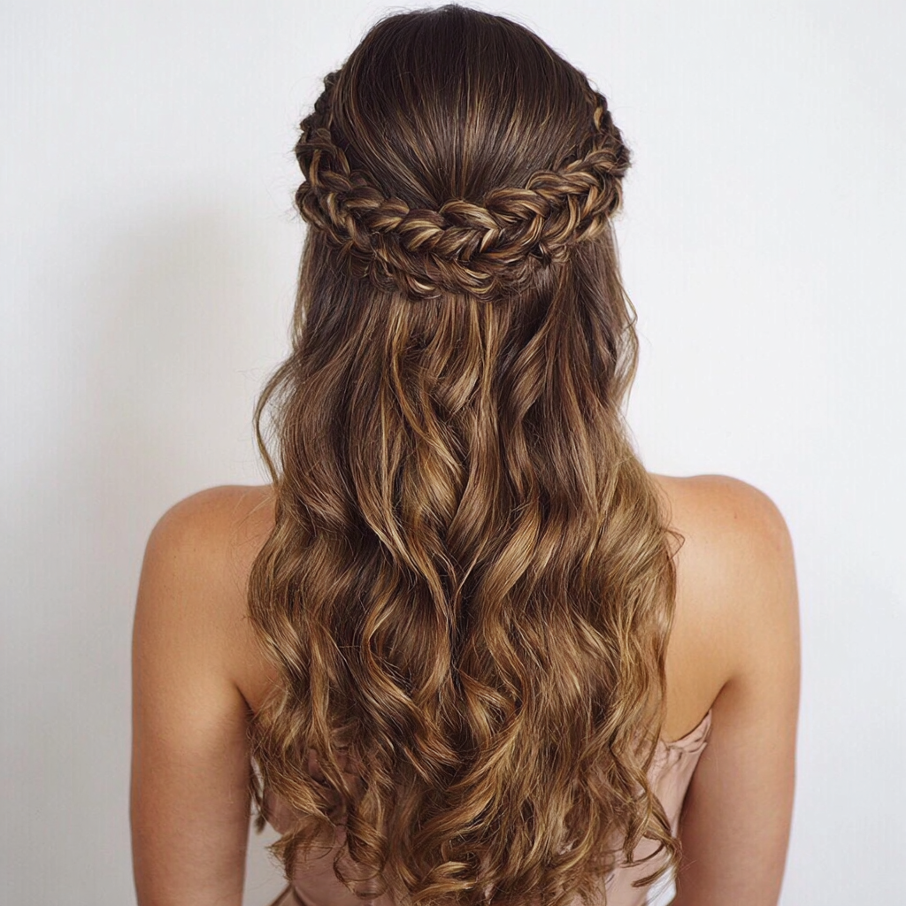 Graduation Hairstyles Half Up Braided Crown