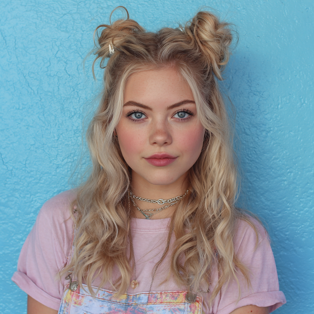 Graduation Hairstyles Half Up Space Buns