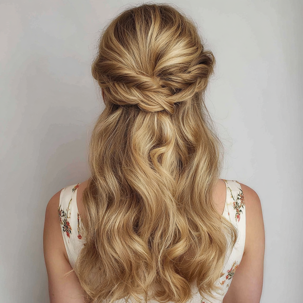 Graduation Hairstyles Half Up Twist with Ribbon