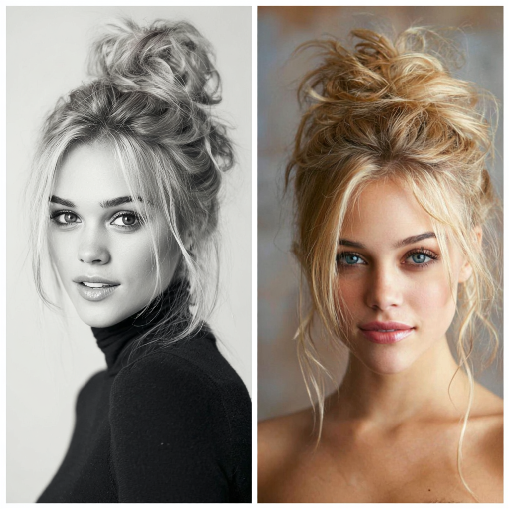 Graduation Hairstyles Messy Top Knot