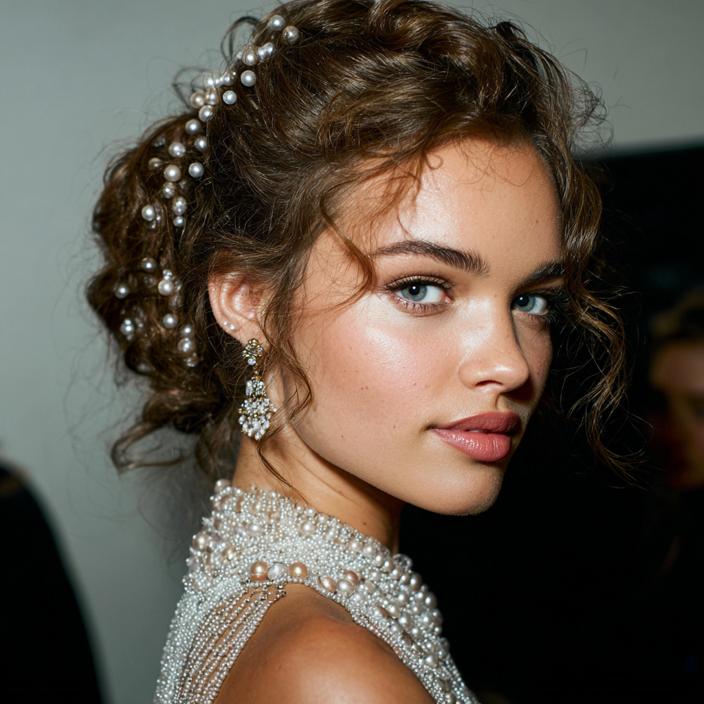 Graduation Hairstyles Pearl Adorned Updo