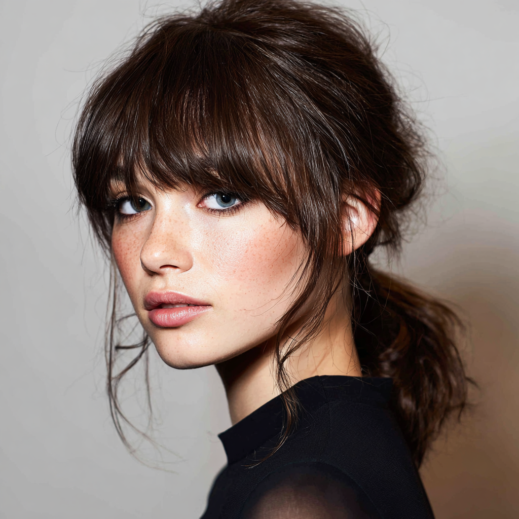 Graduation Hairstyles Wispy Bangs with Low Ponytail