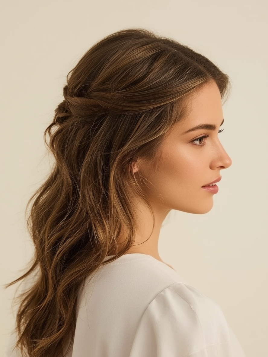 Guest Hair Half Up Half Down with Twisted Sections