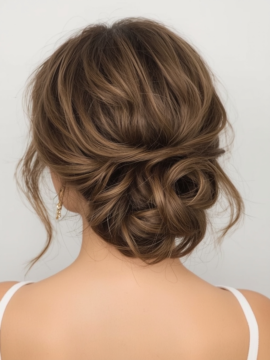 Guest Hair Messy Chignon with Face Framing Curls