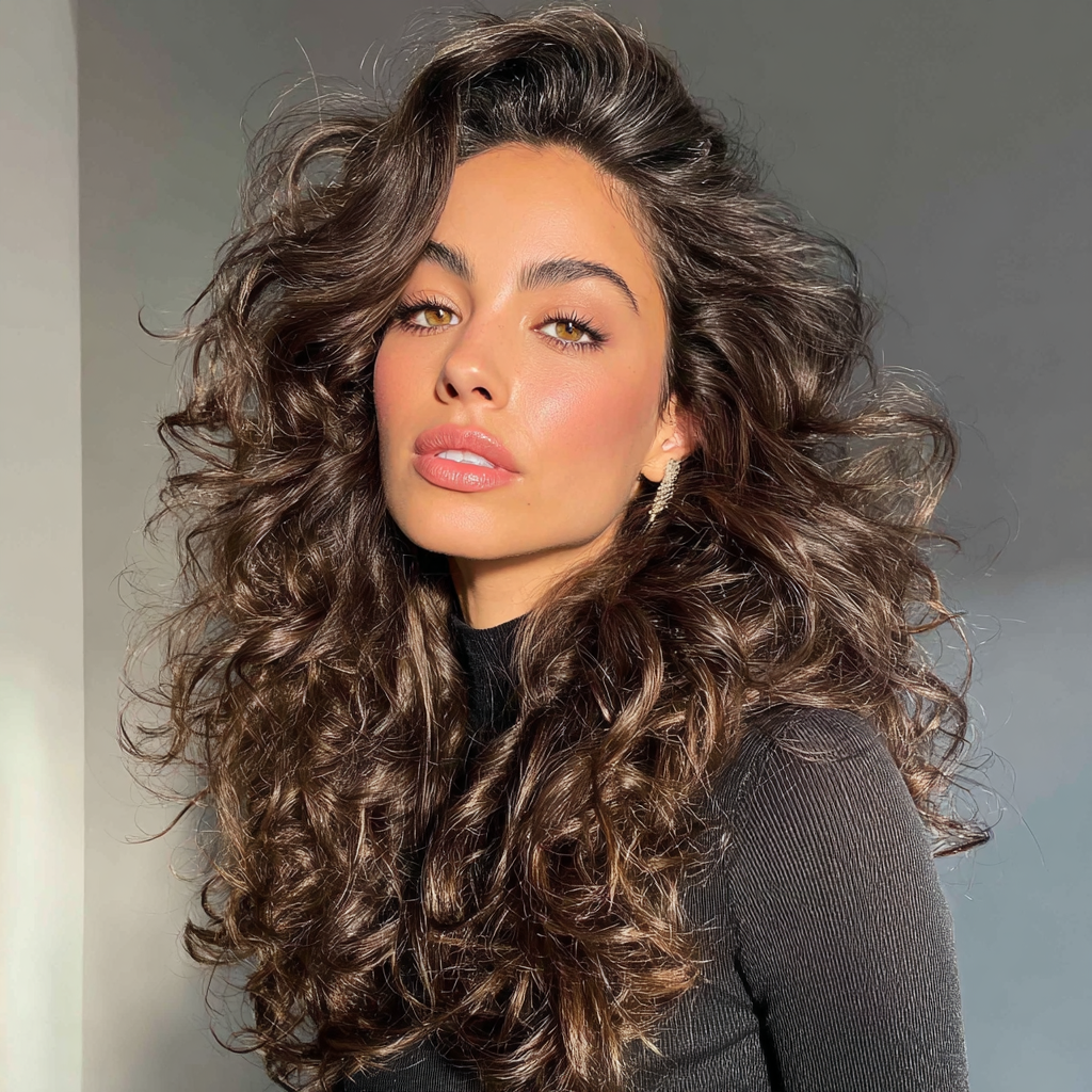 Guest Hair Voluminous Curls with a Side Part