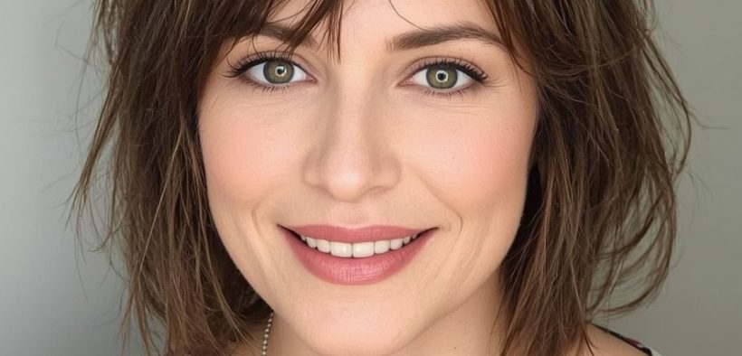 Hairstyle For Thin Fine Hair Over 50 Angled Bob with Bangs