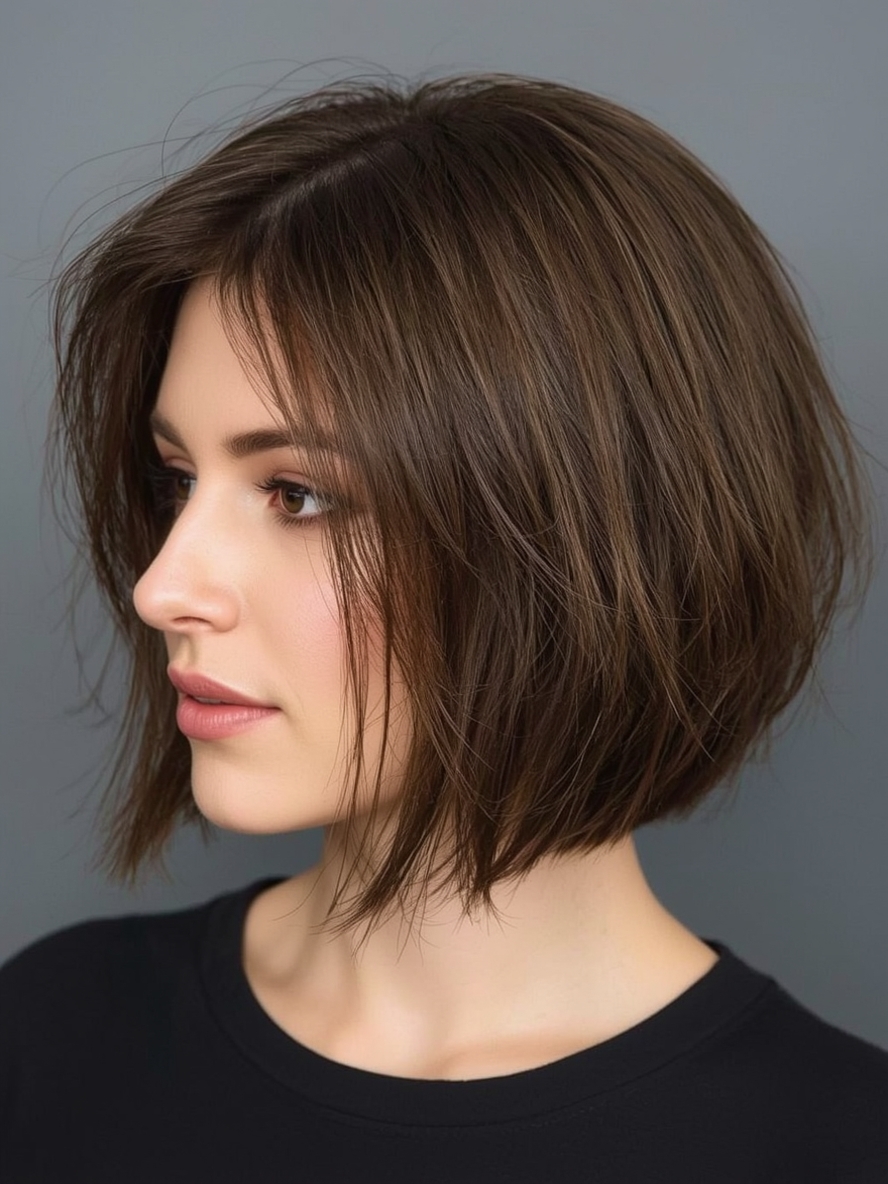 Hairstyle For Thin Fine Hair Over 50 Blunt Bob with a Side Part