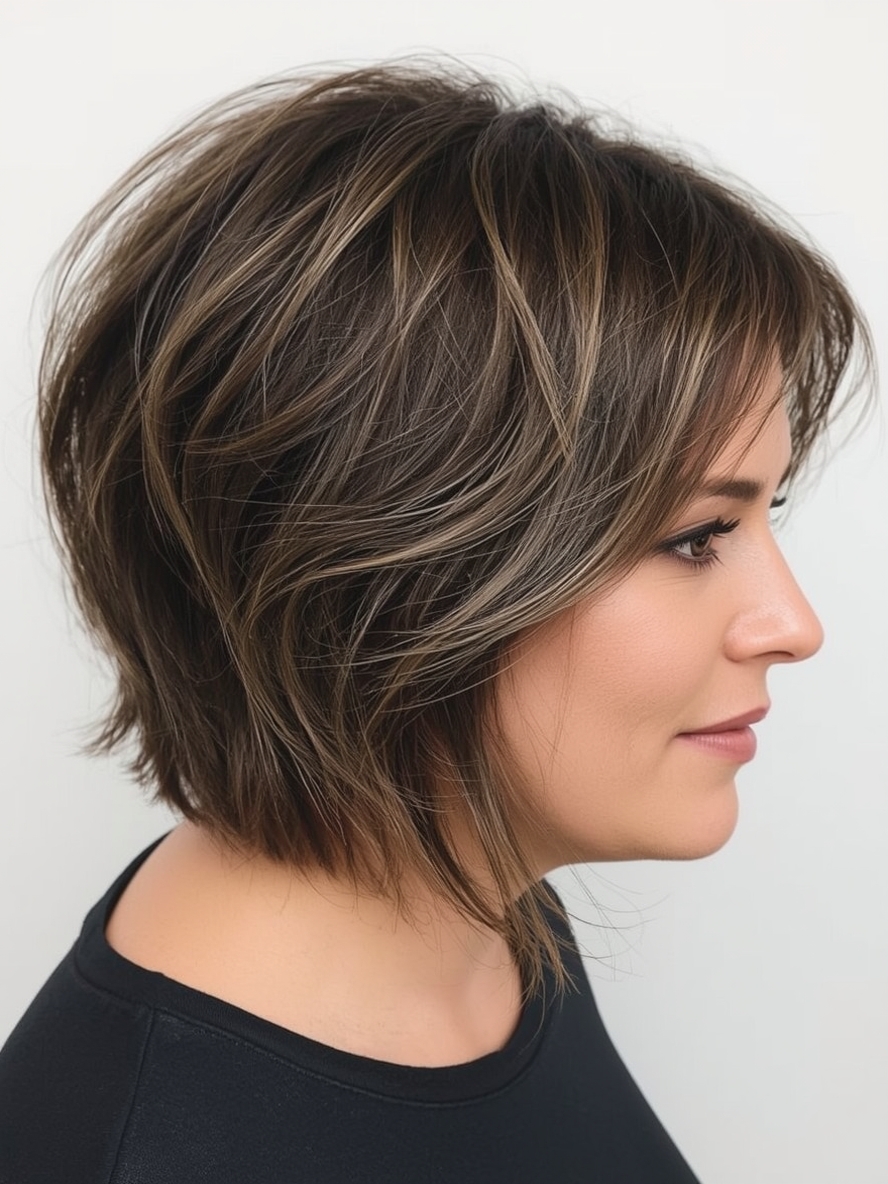 Hairstyle For Thin Fine Hair Over 50 Bob with Subtle Highlights