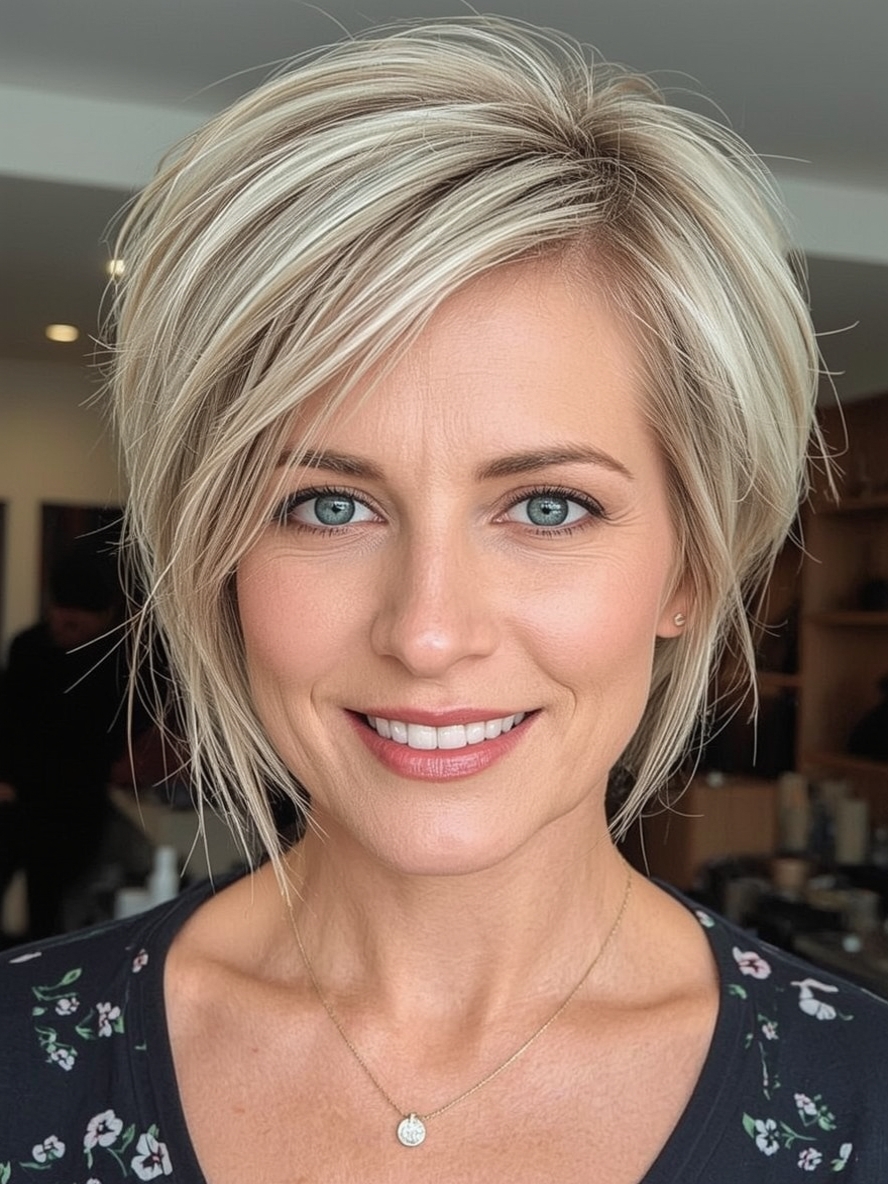 Hairstyle For Thin Fine Hair Over 50 Feathered Bob