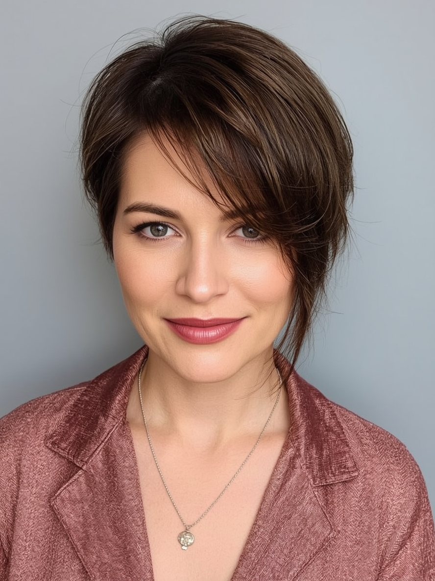 Hairstyle For Thin Fine Hair Over 50 Side Swept Pixie