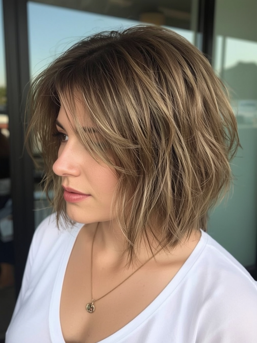 Hairstyle For Thin Fine Hair Over 50 Stacked Layers