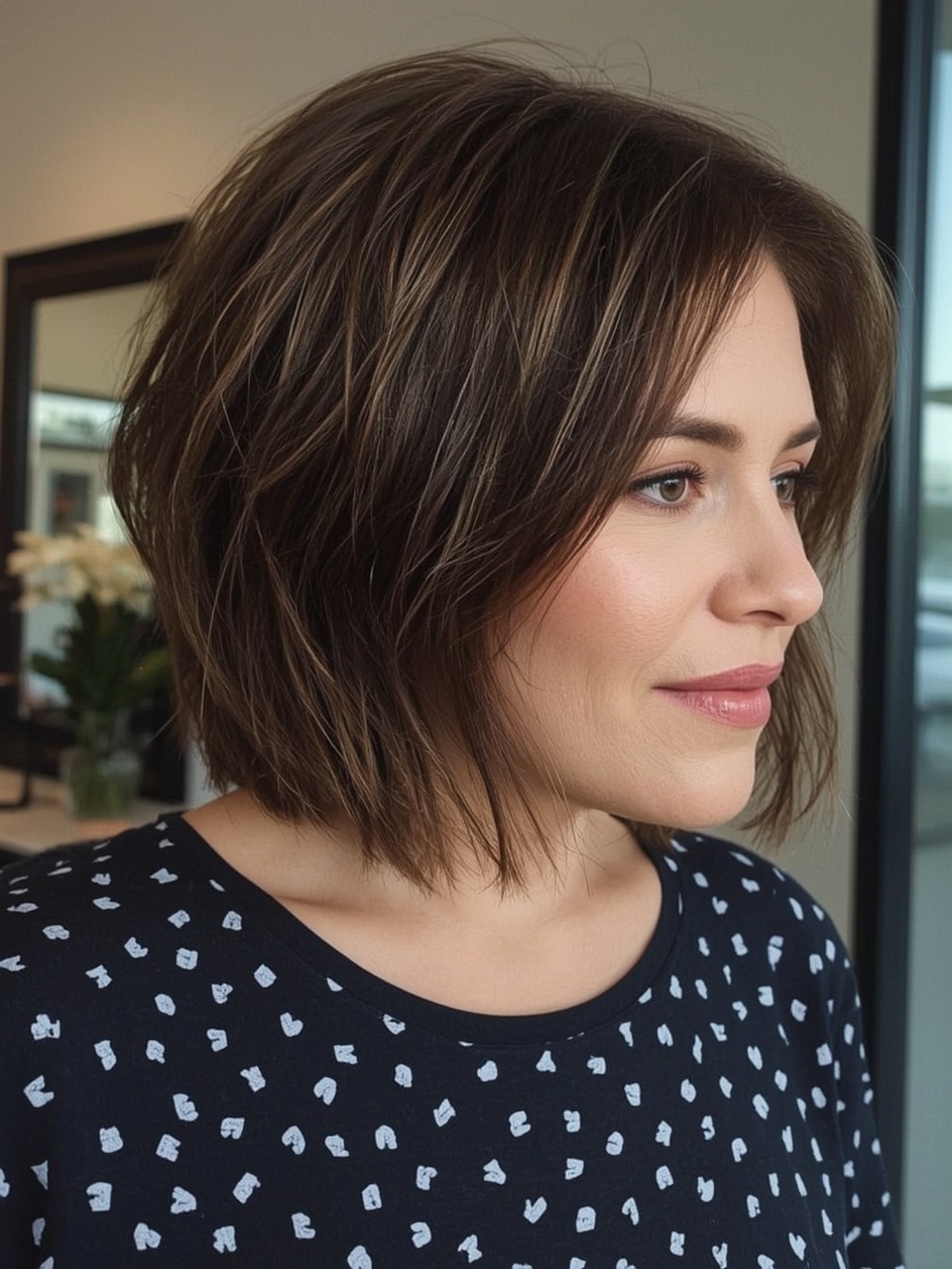 Hairstyles For Thin Fine Hair Over 60 Chin Length Angled Bob