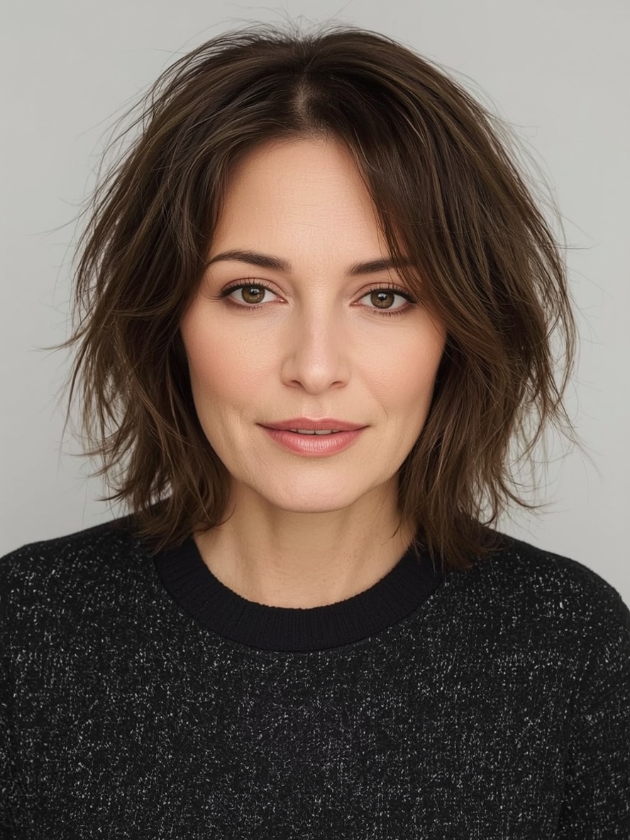 Hairstyles For Thin Fine Hair Over 60 Chin Length Bob with Wispy Ends