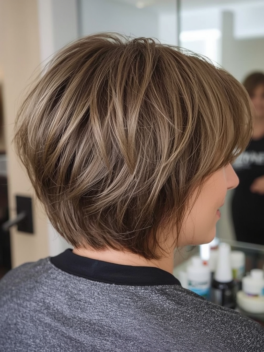 Hairstyles For Thin Fine Hair Over 60 Inverted Bob with Stacked Layers