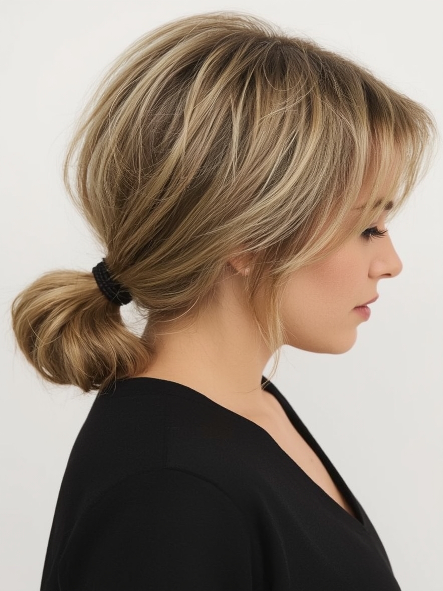 Hairstyles For Thin Fine Hair Over 60 Low Ponytail with Volume at the Crown