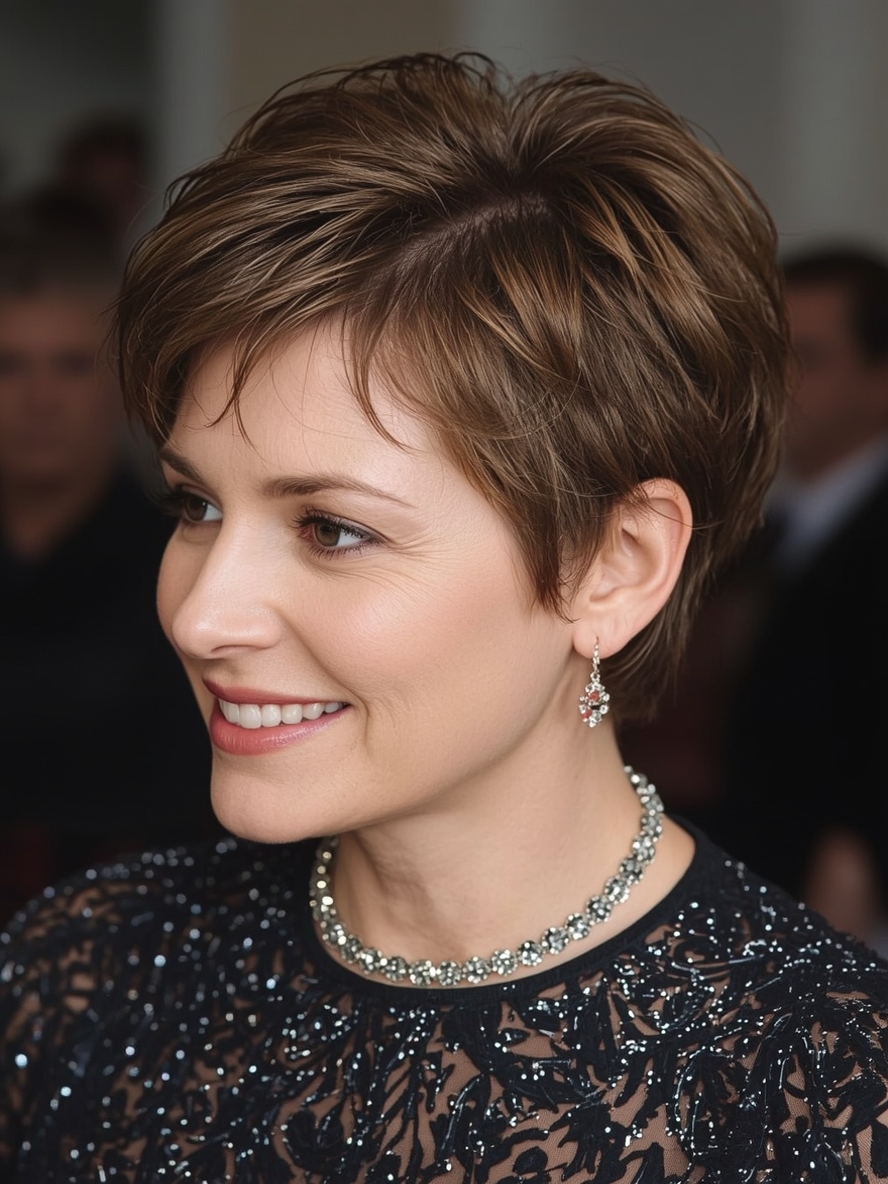 Hairstyles For Thin Fine Hair Over 60 Pixie with Crown Volume