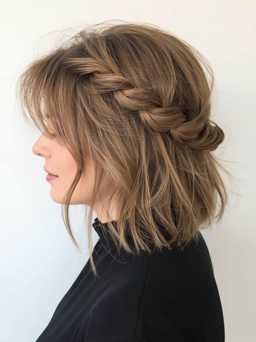 Hairstyles For Thin Fine Hair Over 60 Side Braid with Face Framing Pieces