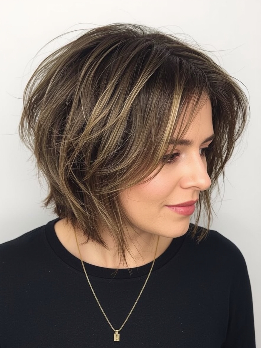 Hairstyles For Thin Fine Hair Over 60 Side Parted Bob with Dimensional Color