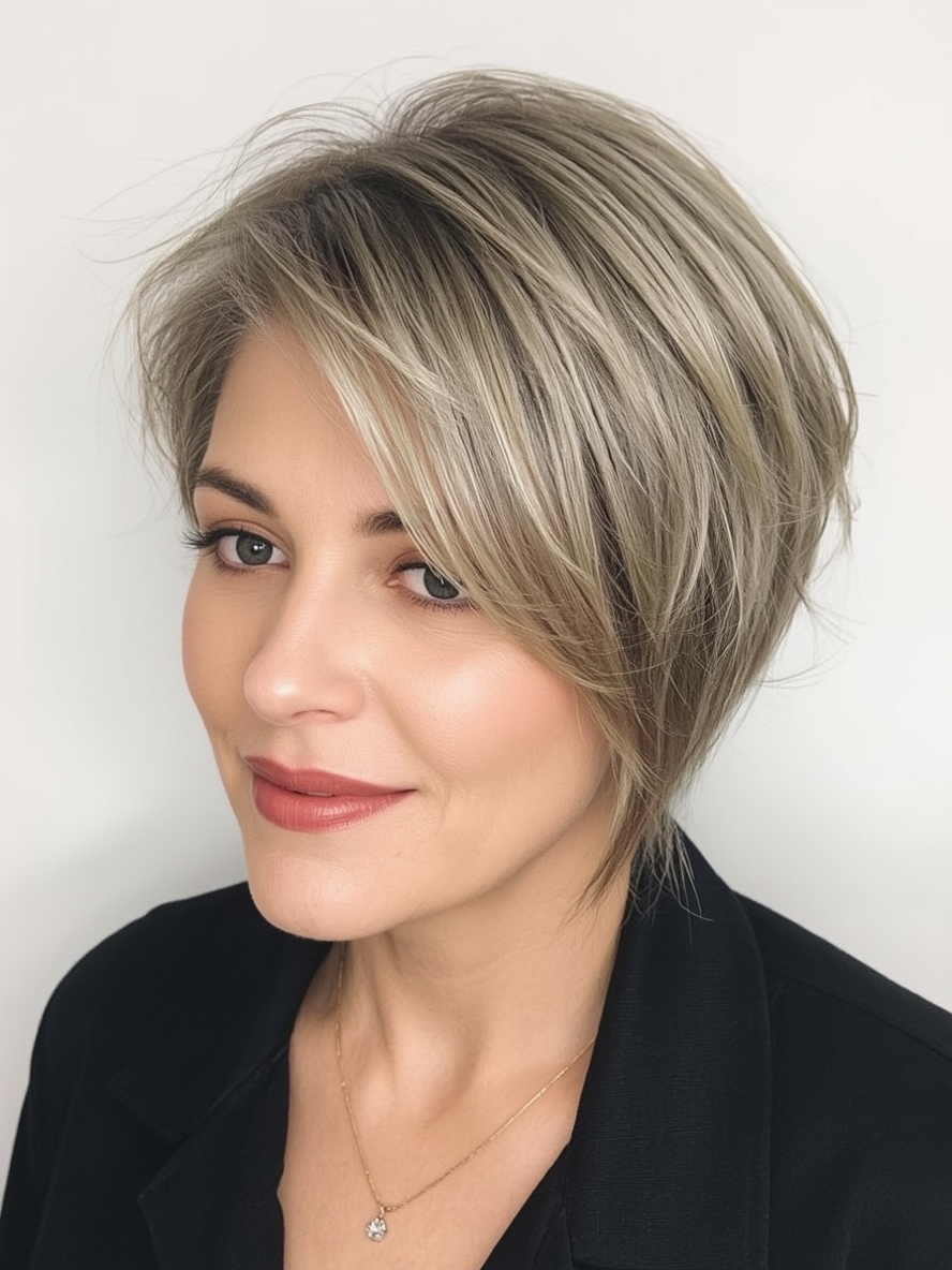 Hairstyles For Thin Fine Hair Over 60 Side Swept Pixie with Lift