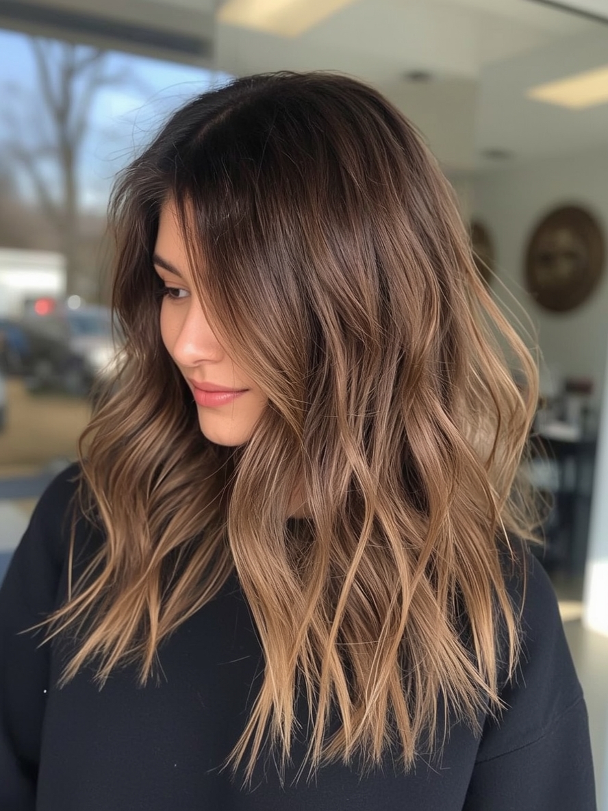 Honey Brown Balayage Honeycomb Ombre