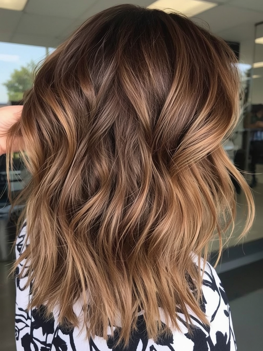 Honey Brown Balayage Rich Honey Swirls