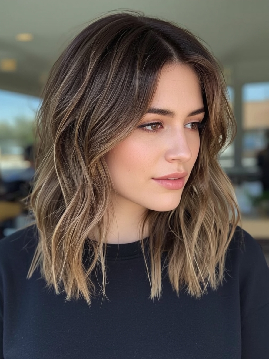 Honey Brown Balayage Subtle Honey Streaks