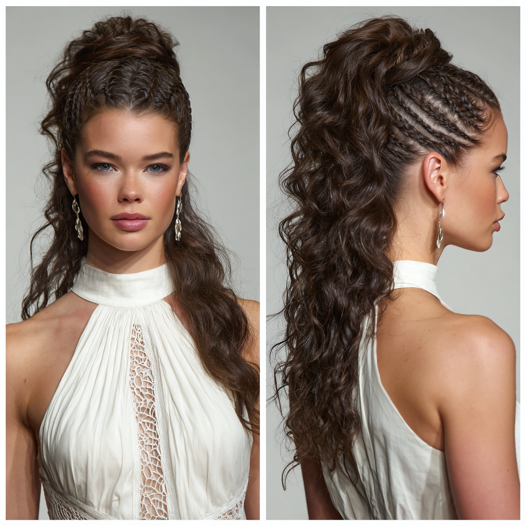 Hot Hair Styles High Ponytail with Braided Wrap
