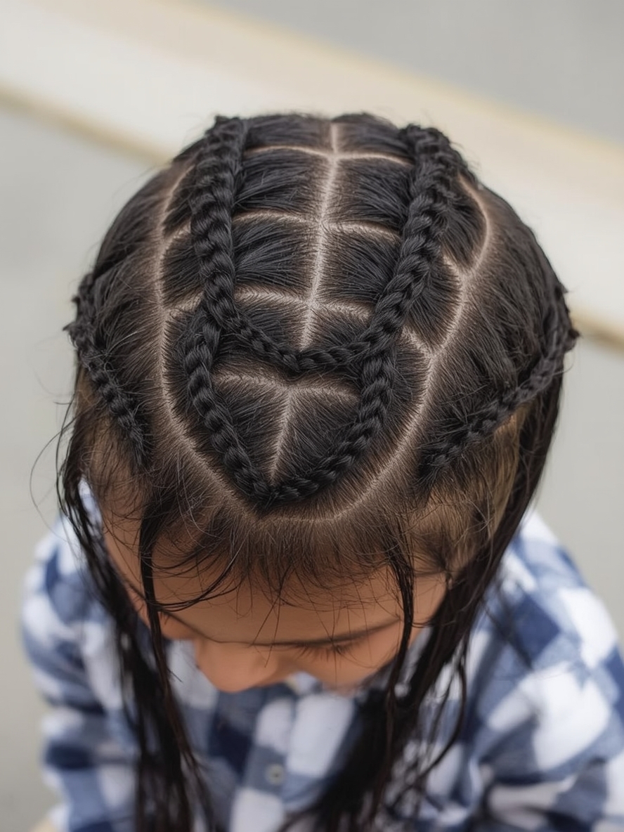 Kids Cornrow Hairstyles Cornrow With Heart Shape Middle Hair