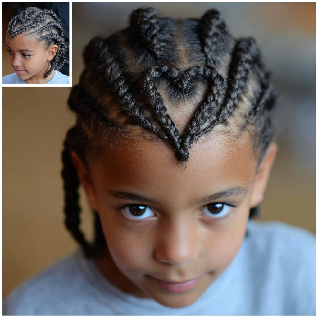 Kids Cornrow Hairstyles Heart Design Cornrows