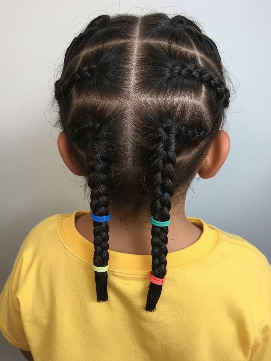 Kids Cornrow Hairstyles Kids Braids With Colorful Rubber Bands
