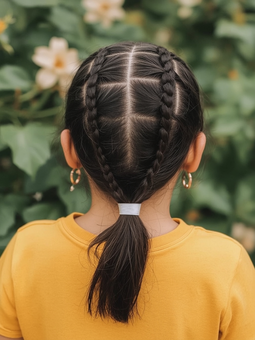 Kids Cornrow Hairstyles Low Ponytail with Cornrows